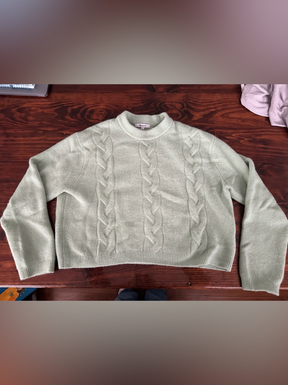 Madewell Mint Green Cable Knit Sweater